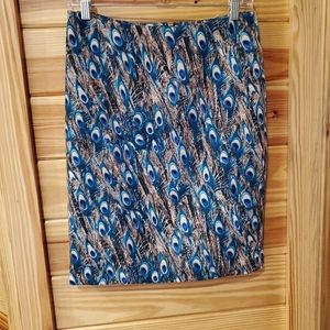 Talbots Women's Peacock Print Skirt 2P